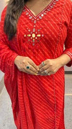 Pure cotton real mirror full suit set in red