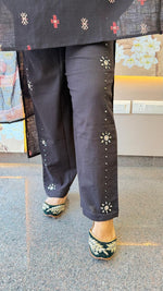 Ikkat print , full mirror work on pants black full suit set set