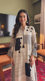 Pure crepe designer black n ivory co ord
