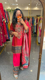 Premium soft dola silk lining farshi salwar suit set in red !! (Dispatch by Saturday) !