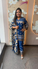 Pure crepe farshi salwar blue polka dot suit set in royal blue