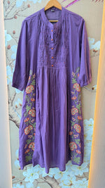 Smart cotton embroidered pintex detailing suit set in purple