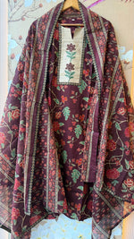 Pretty Kalamkari suit set in wine