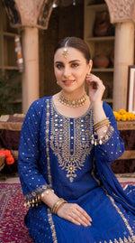 Super pretty designer premium chinon plazzo suit set