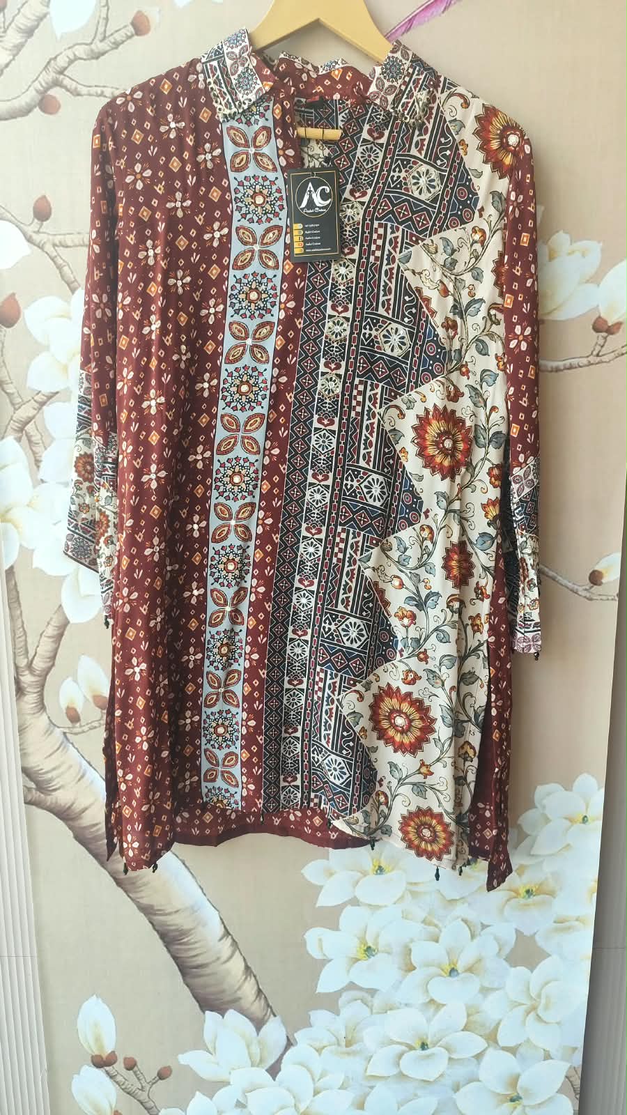 Premium ajrakh crepe co ord set with lining