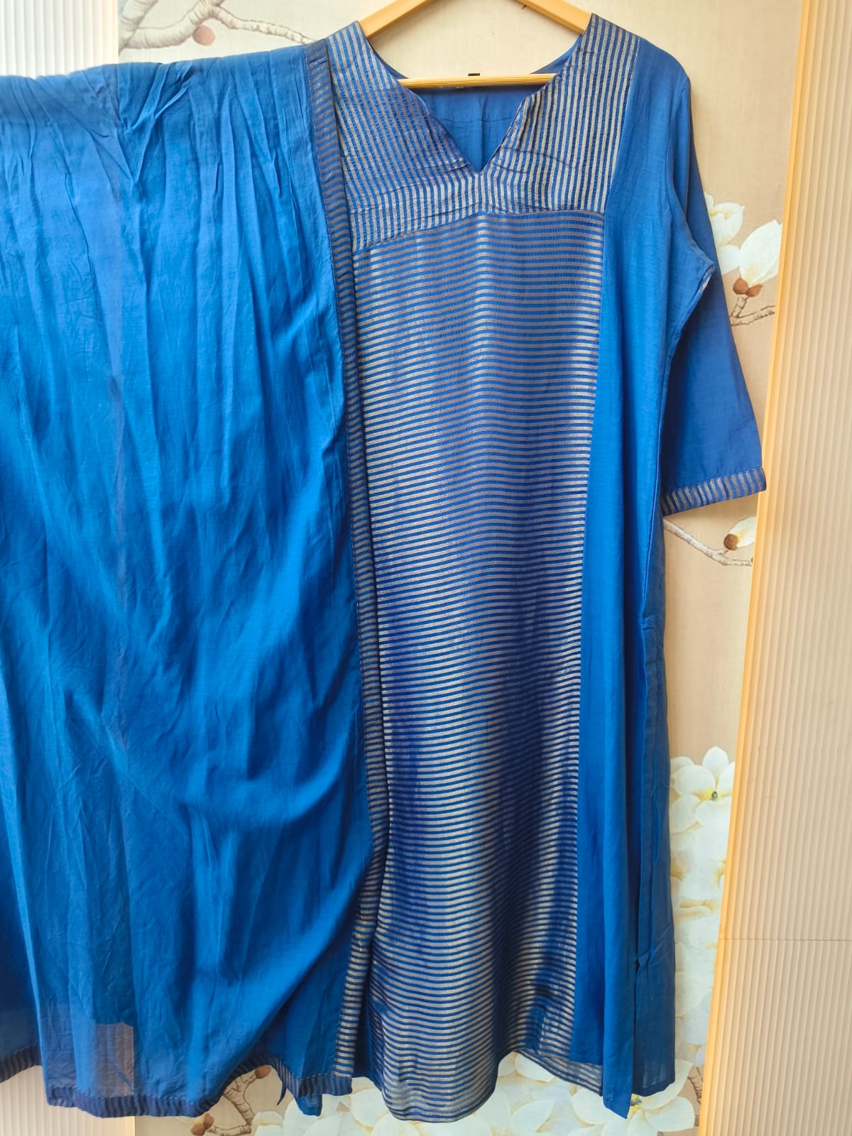 Pretty Mul chanderi royal blue tissue suit set