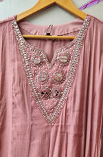 Pretty mulchanderi real mirror suit set in pink