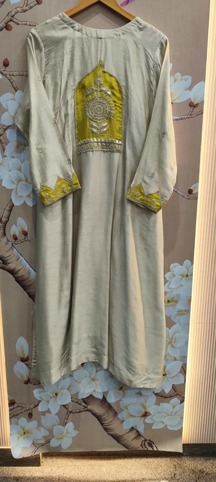 Pretty dola silk with designer back suit set with orgenza Lehariya dupatta yellow