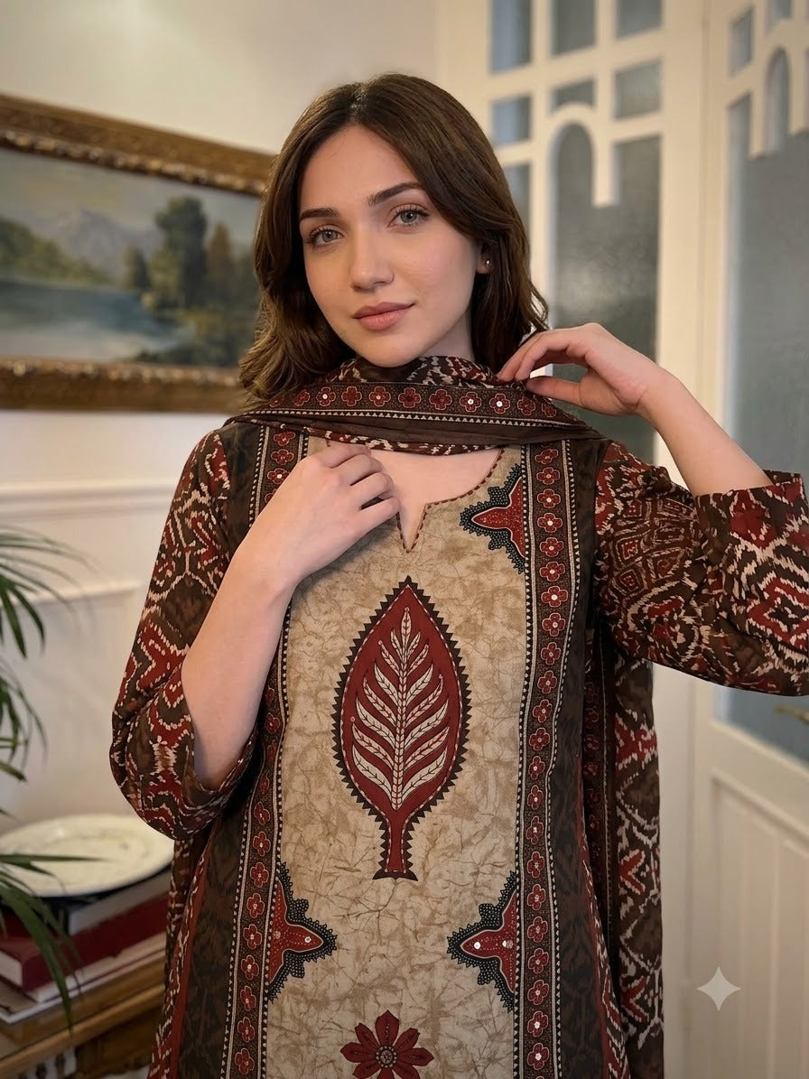 Wow cotton ajrakh farshi salwar full suit