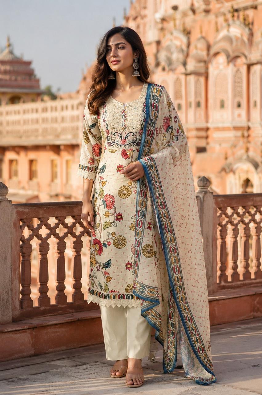 Mul silk Kalamkari suit set