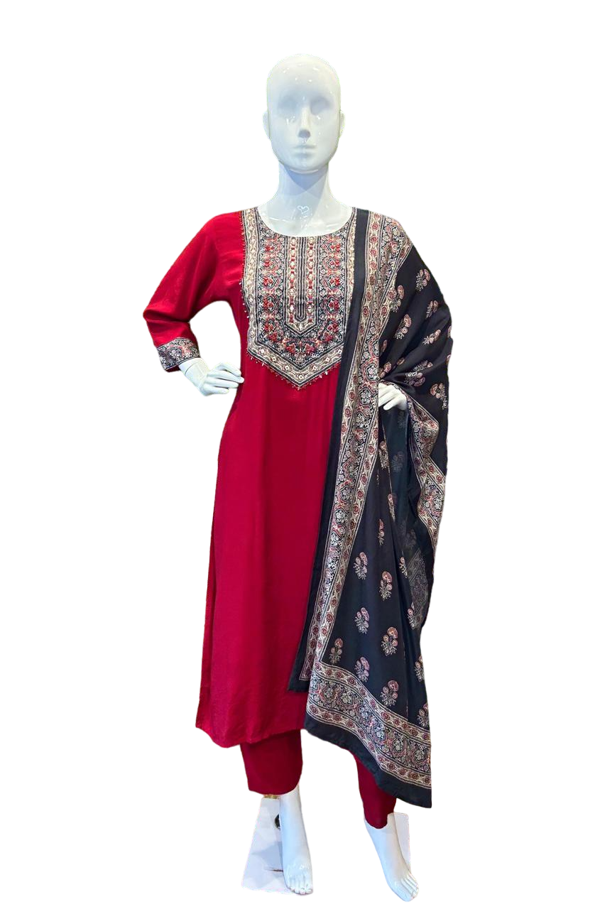 Pure soft muslin silk suit set