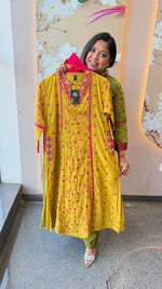 Pretty fully embroidered Mul chanderi suit in yellow