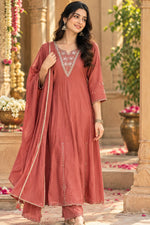 Pretty mulchanderi real mirror suit set in peach