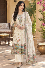 Super soft pure muslin lining Suit set in ivory