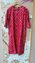 Pure cotton pink bandhani kurta