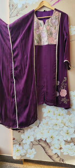 Premium chinon handwork plazzo setPurple