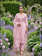 Pretty muslin embroidered suit set