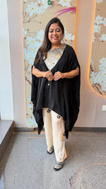 Premium crepe silk kaftan Co ord set in black
