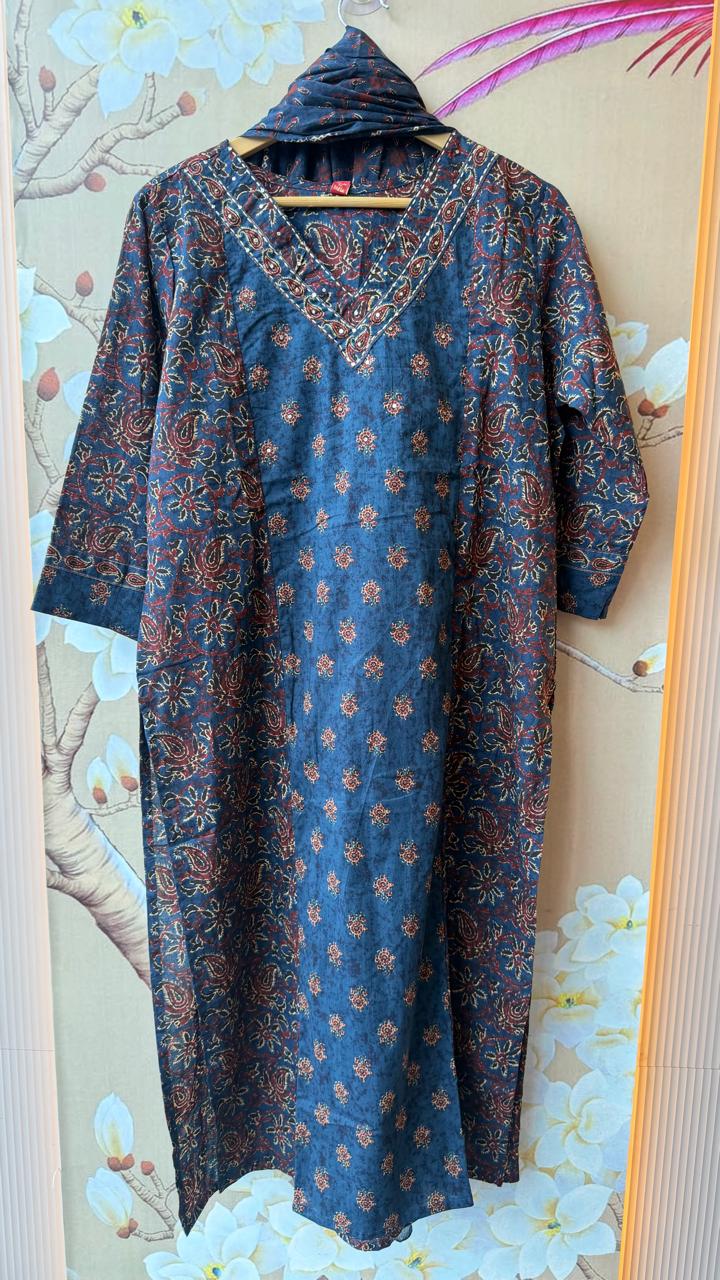 Pretty blue Kalamkari full suit