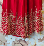 Premium chinon heavy handwork full intricate detailing in red