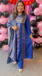 Pretty royal blue brocade suit set