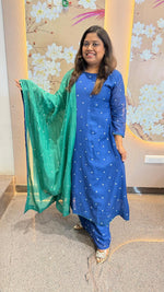 Pure banarsi Mul chanderi all over sequins in contrast