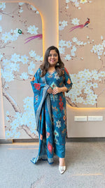 Blue Ikkat cotton suit set