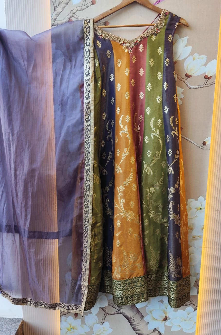 Premium brocade (extra sleeves available 3/4th) Anarkali full suit set