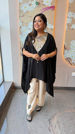 Premium crepe silk kaftan Co ord set in black