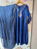Premium dola silk with gotta detailing paired with pure orgenza dupatta in blue