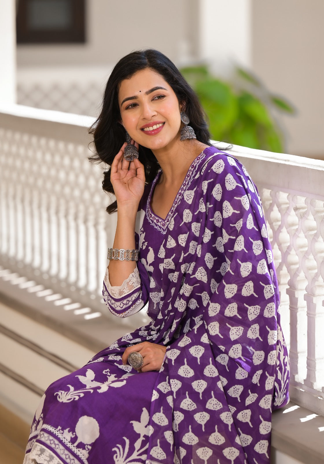 Super stunning cotton suit set with lace detailing