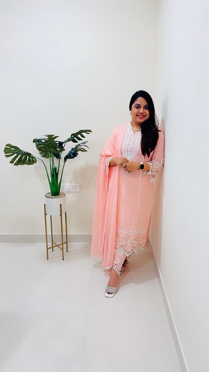 Timeless beauty ! A pure elegance ! Super beautiful n pretty cotton suit set with intricate detailing