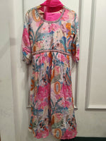 Pretty shiffon digital printed with embellished neck full suit set