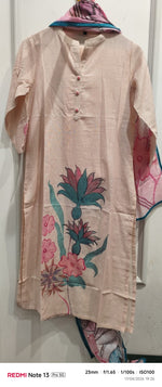 Linen cotton printed full suit set