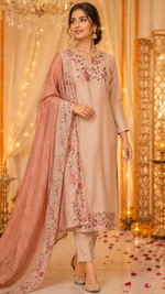 Pretty jute linen with katha highlight suit set