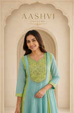 Pretty mul chanderi with lining in green