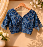Gaji silk real mirror blue blouse