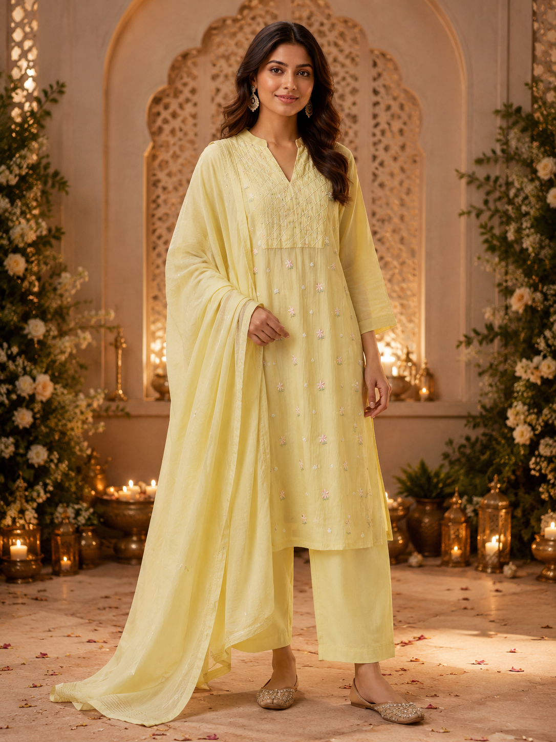 Premium Mul chanderi in yellow