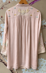 Premium chinon handwork with intricate handwork Co ord in nude pink