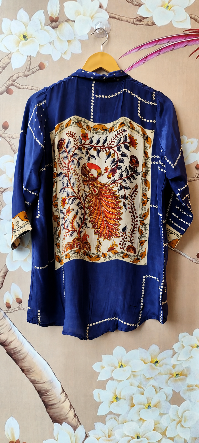 Blue crepe front and back digital printed