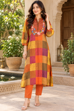 Pretty designer cotton brush painted kurta pant