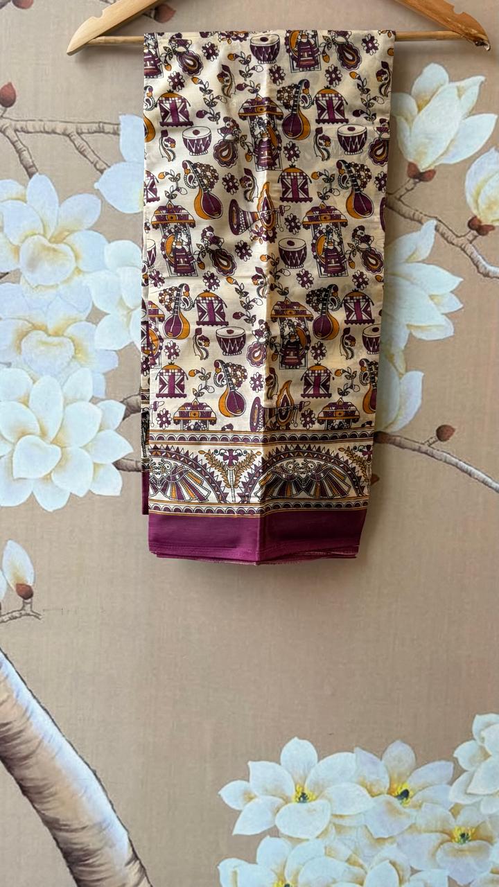 Mandala art bamboo fibre saree