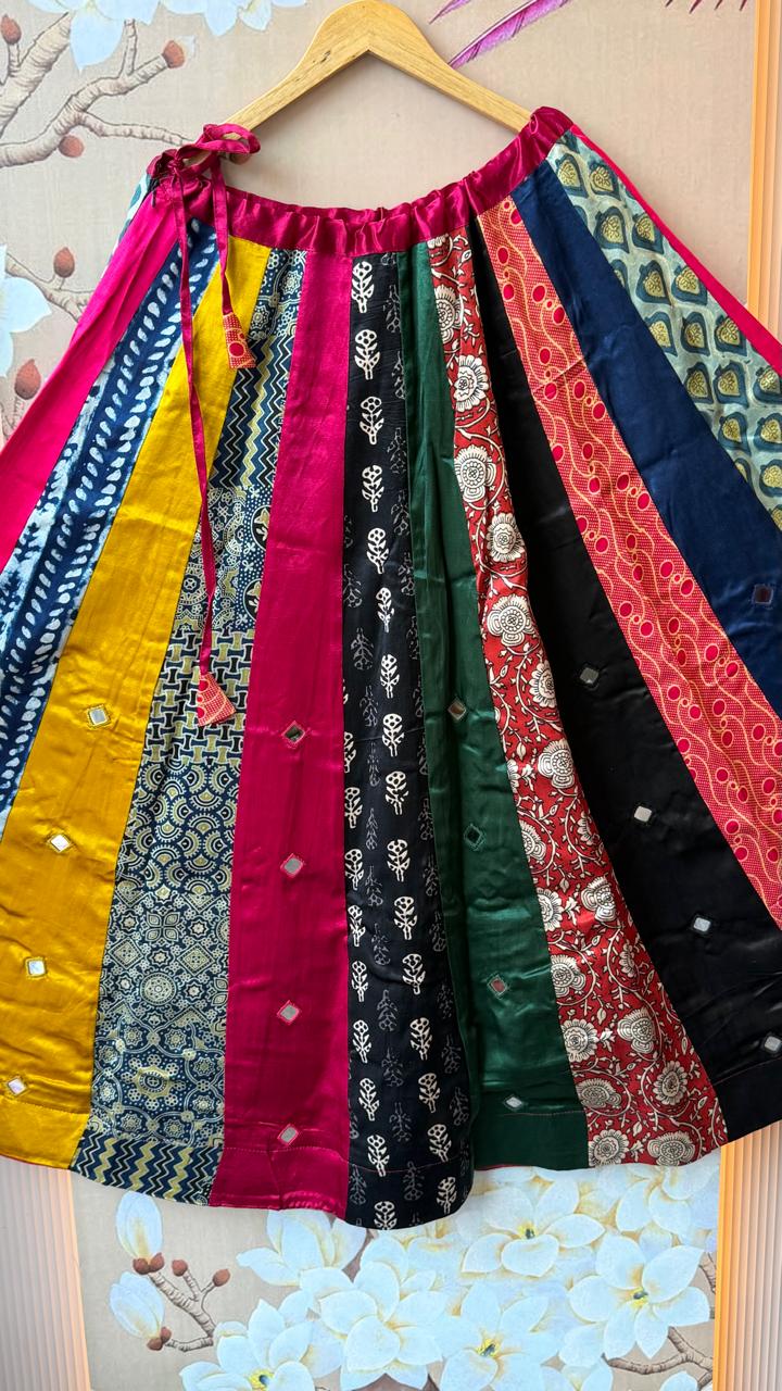 Super pretty gaji silk ajrakh skirt in multi