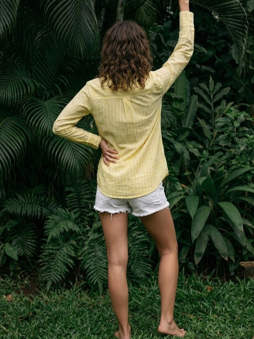 Smart embroidered yellow stripes shirt