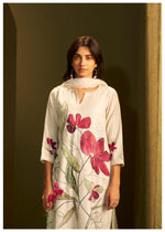 Super pretty and soft linen digital printed suit set in red