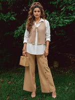 Premium cotton designer co ord set in brown paper with shrug