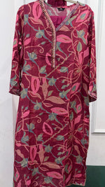 Mul silk full suit with beautiful neck in wine