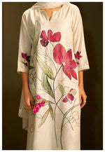 Super pretty and soft linen digital printed suit set in red