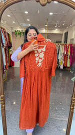 Premium Mul chanderi hand work suit set