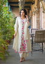 Mul cotton embroidered suit set